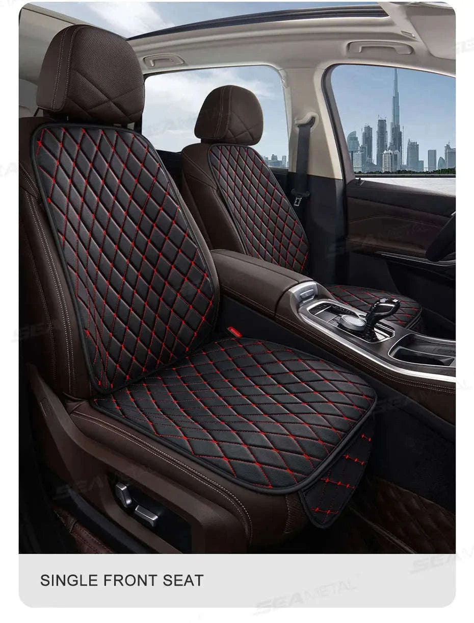 Premium Car Seat Cushion Leather Anti-Slip Breathable Car Seat Protector-Red front 1pc
