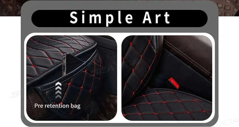 Premium Car Seat Cushion Leather Anti-Slip Breathable Car Seat Protector-Red front 1pc