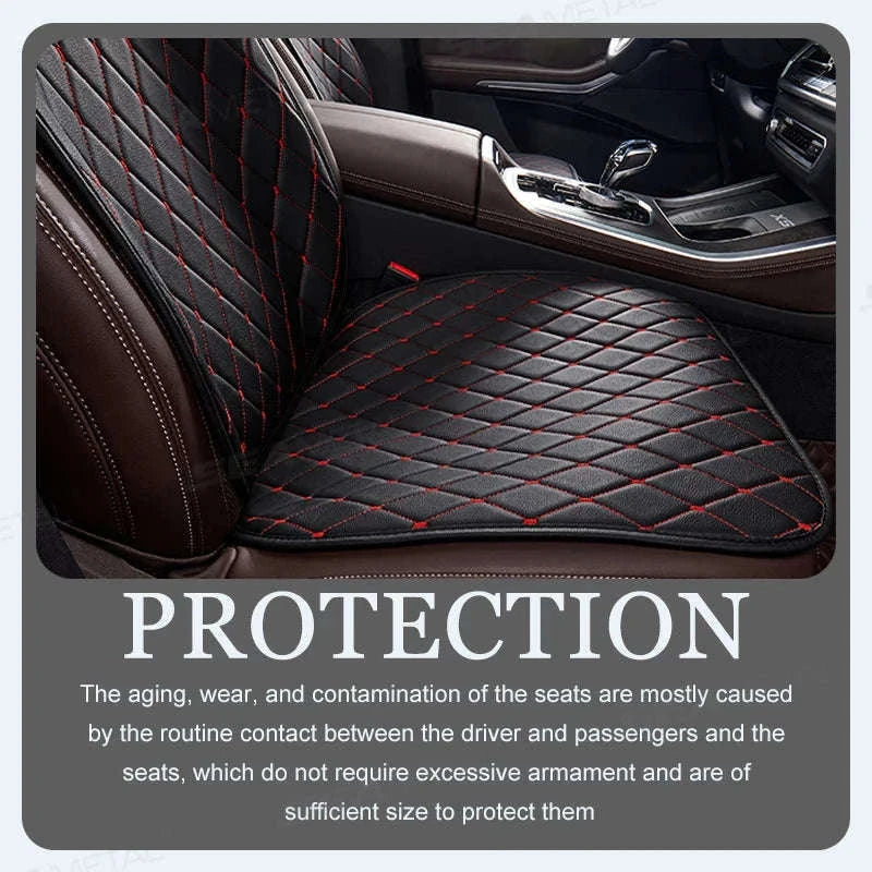 Premium Car Seat Cushion Leather Anti-Slip Breathable Car Seat Protector-Red front 1pc