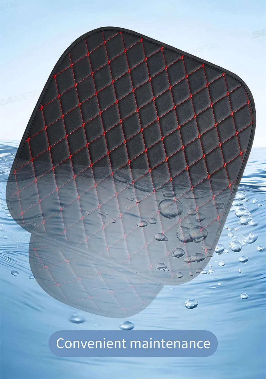 Premium Car Seat Cushion Leather Anti-Slip Breathable Car Seat Protector-Red front 1pc