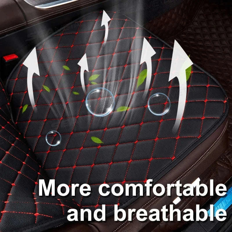 Premium Car Seat Cushion Leather Anti-Slip Breathable Car Seat Protector-Red front 1pc