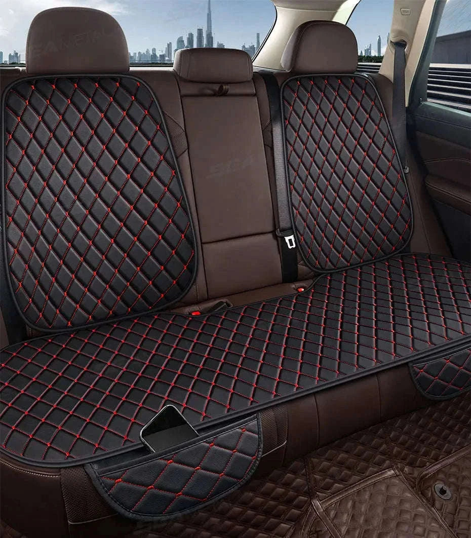 Premium Car Seat Cushion Leather Anti-Slip Breathable Car Seat Protector-Red front 1pc