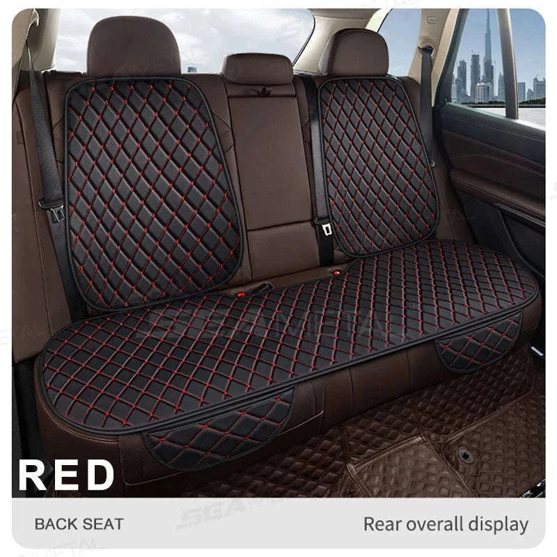 Premium Car Seat Cushion Leather Anti-Slip Breathable Car Seat Protector-Red front 1pc