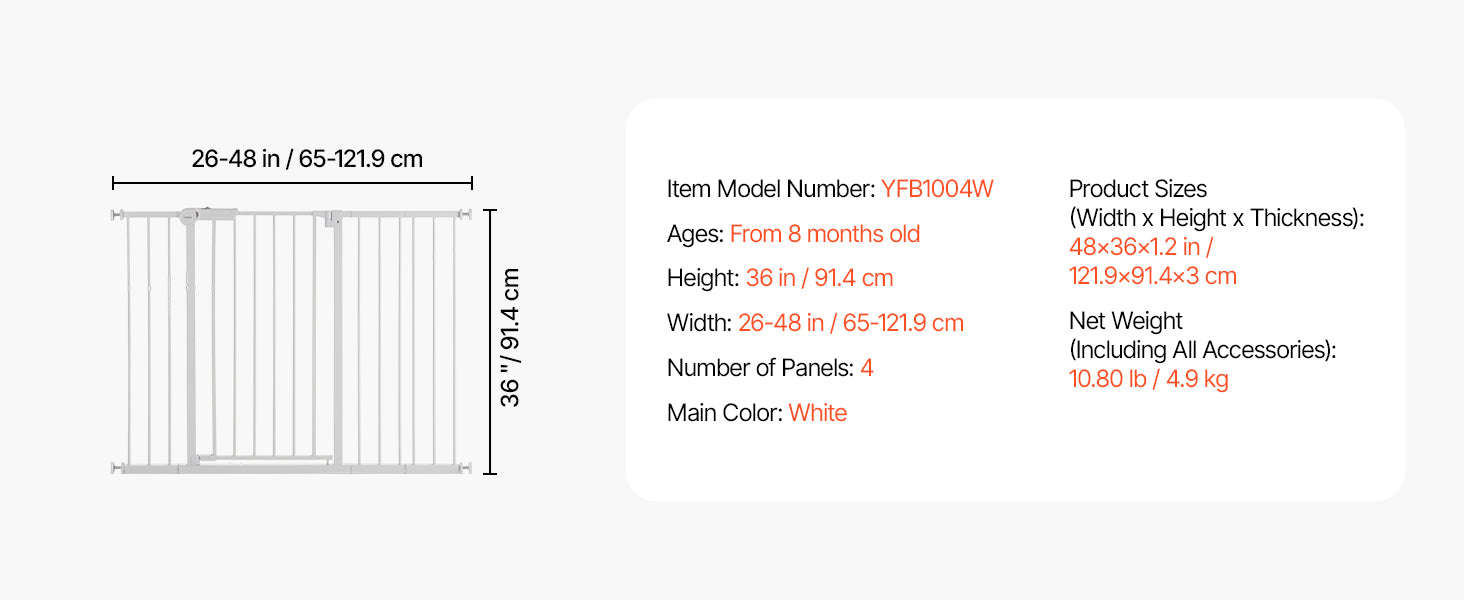 Pressure Mount Baby Gate 28–36 Inches High-B29.5-37in 30inH / United States