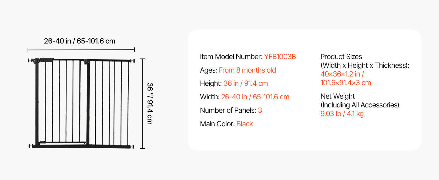 Pressure Mount Baby Gate 28–36 Inches High-B29.5-37in 30inH / United States