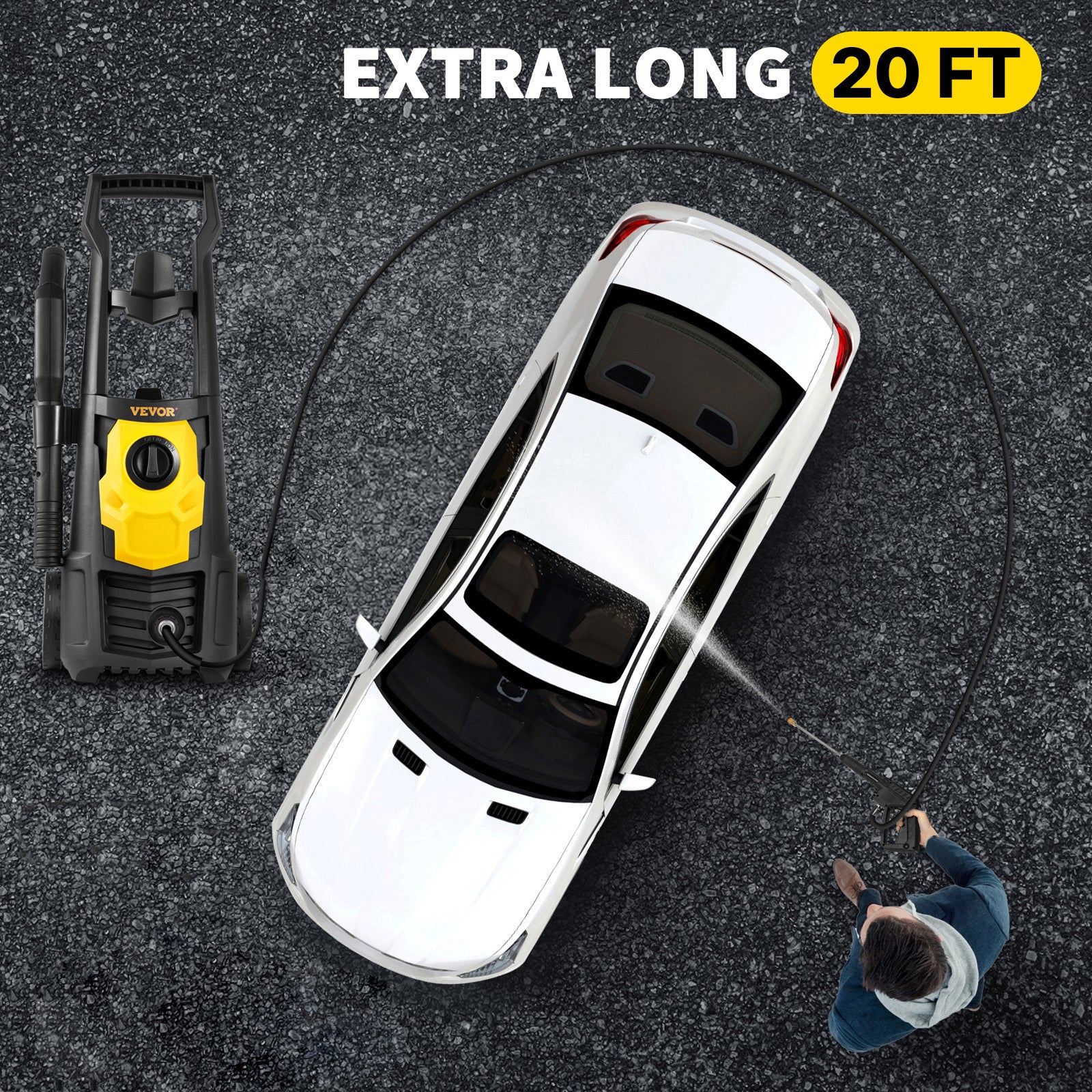 VEVOR 1500W High Pressure Car Washer 2000 PSI Electrical Portable Car Washing Machine Auto Wash Washers Spray Gun for Home Use