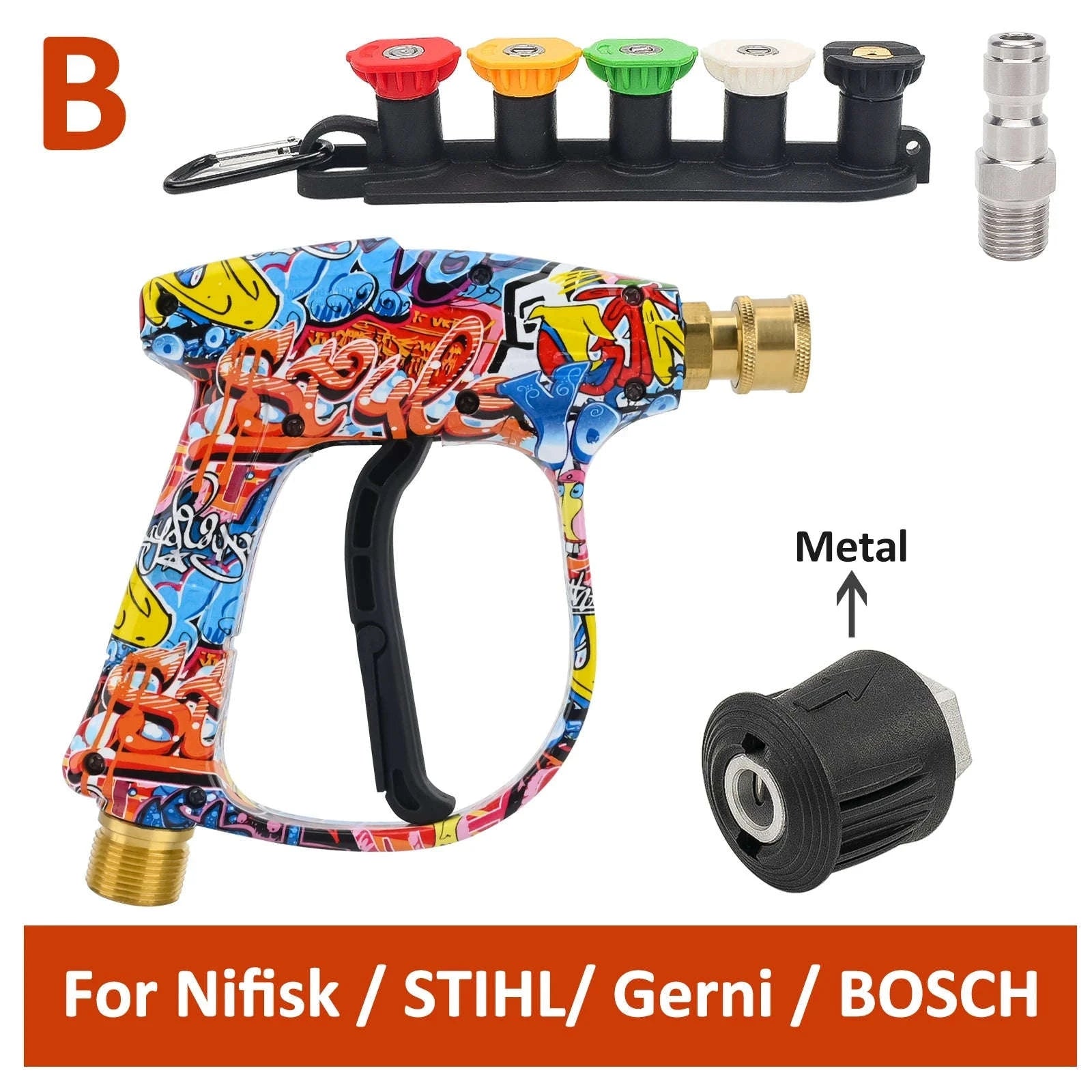 Pressure Washer Spray Gun with Quick Connect Nozzles-Type A