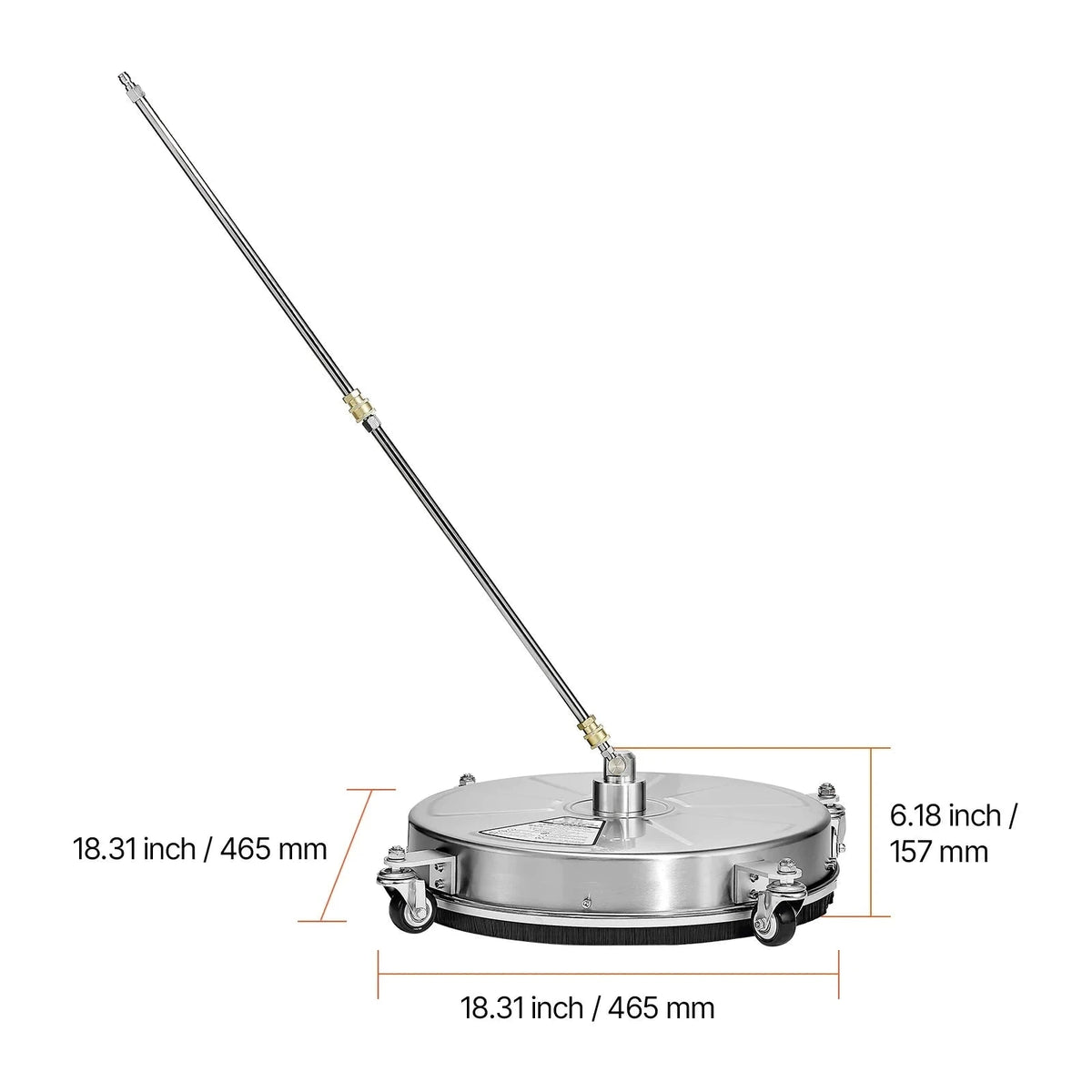 Pressure Washer Surface Cleaner with 4 Wheels for Concrete Patio Deck-15in Steel / Germany / Manual