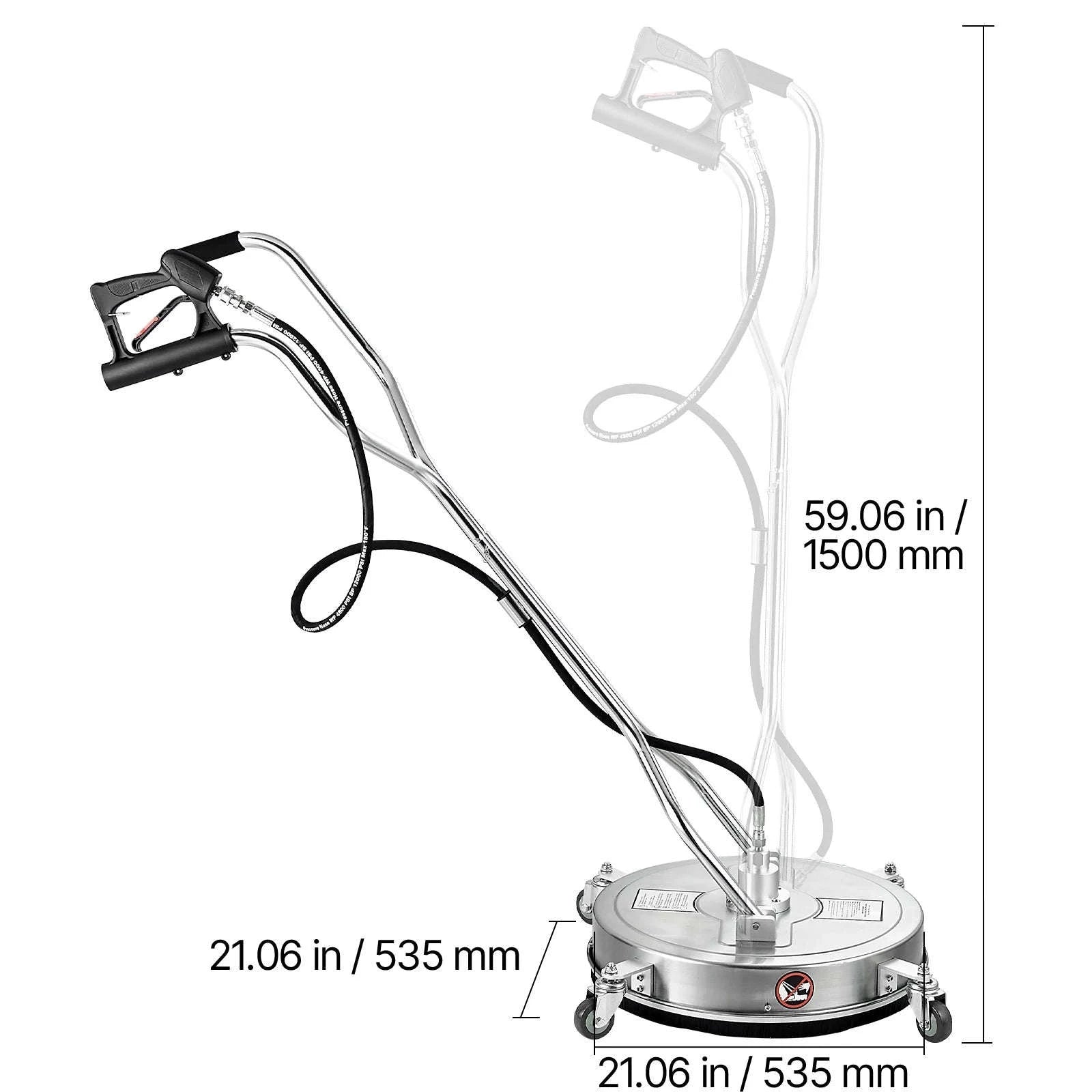 Pressure Washer Surface Cleaner with 4 Wheels for Concrete Patio Deck-15in Steel / Germany / Manual
