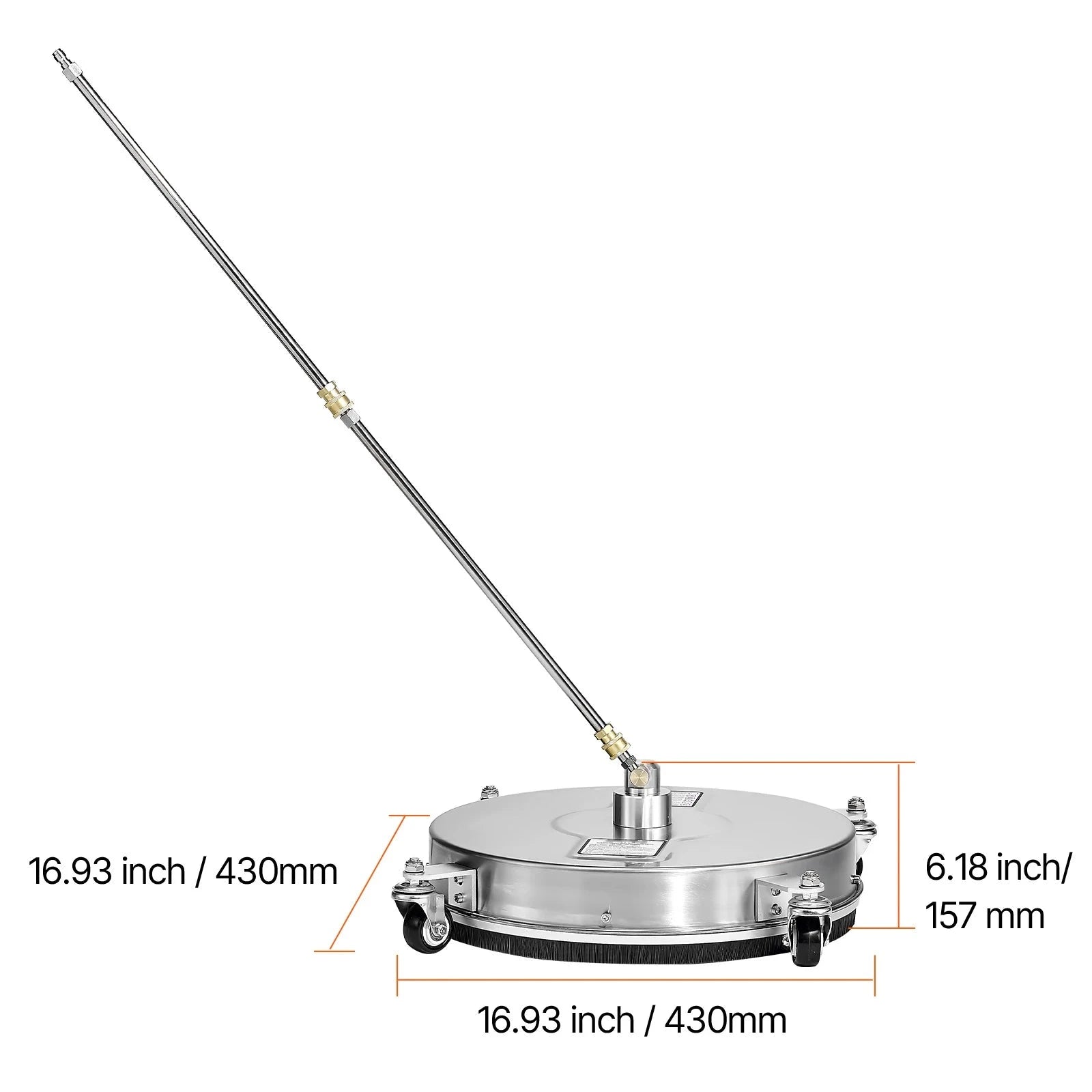 Pressure Washer Surface Cleaner with 4 Wheels for Concrete Patio Deck-15in Steel / Germany / Manual