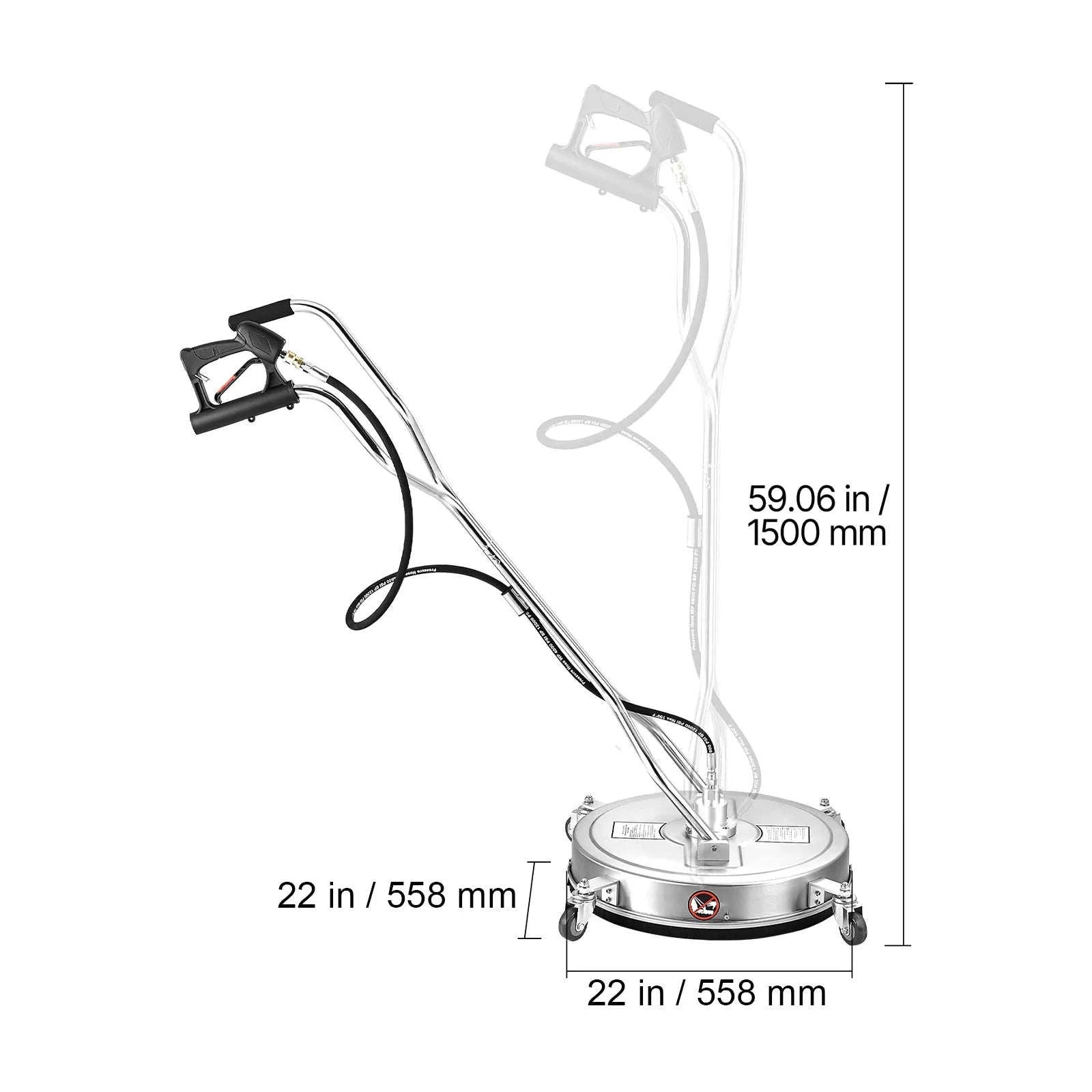 Pressure Washer Surface Cleaner with 4 Wheels for Concrete Patio Deck-15in Steel / Germany / Manual