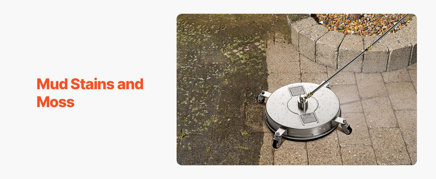 Pressure Washer Surface Cleaner with 4 Wheels for Concrete Patio Deck-15in Steel / Germany / Manual