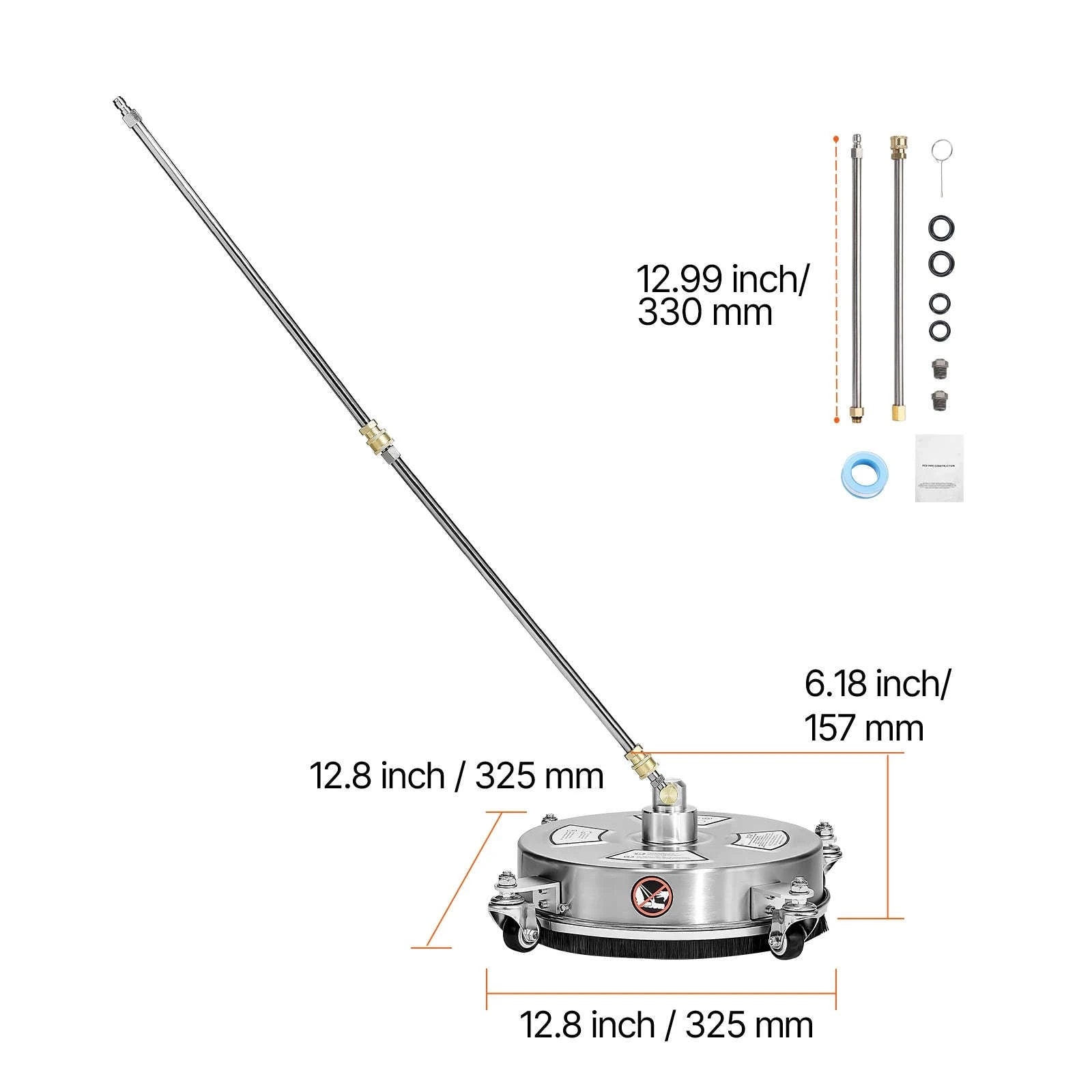 Pressure Washer Surface Cleaner with 4 Wheels for Concrete Patio Deck-15in Steel / Germany / Manual