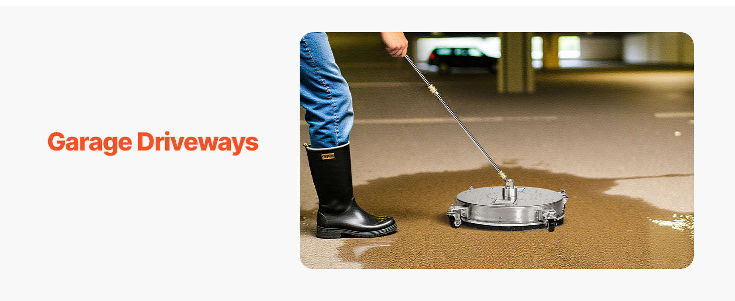Pressure Washer Surface Cleaner with 4 Wheels for Concrete Patio Deck-15in Steel / Germany / Manual