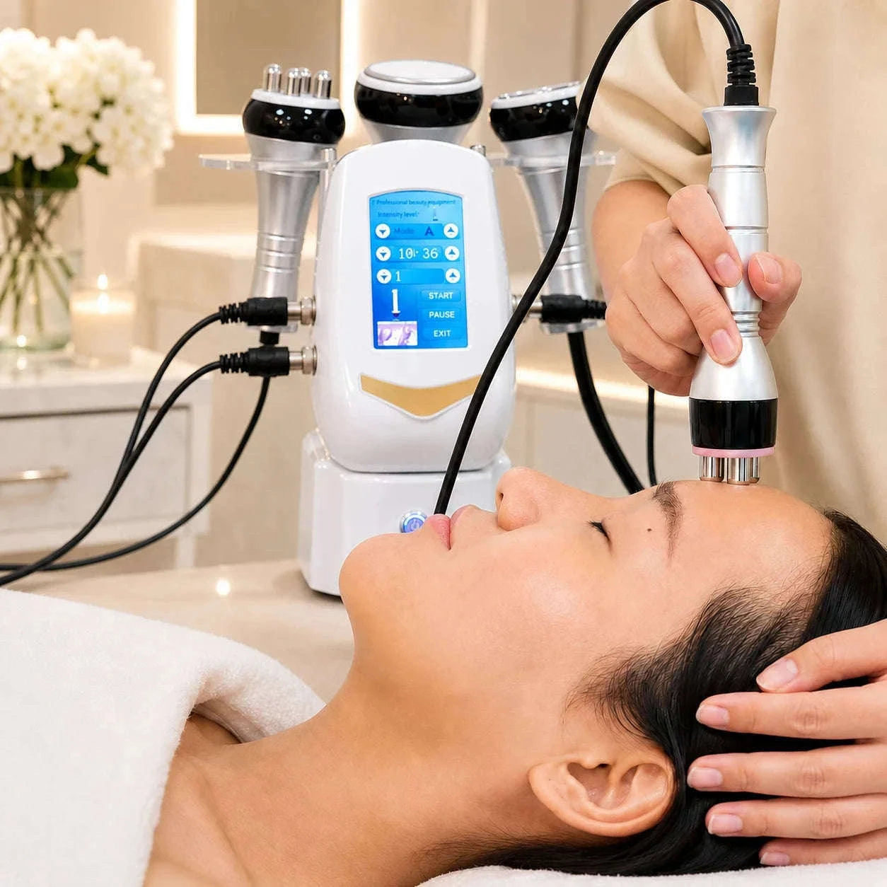 Professional Cavitation Machine with Massage Handles-Ivory / Mexico