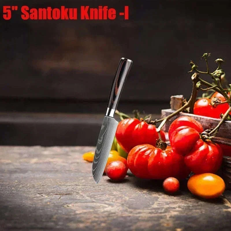 Professional Damascus Kitchen Knife-5inch santoku knife