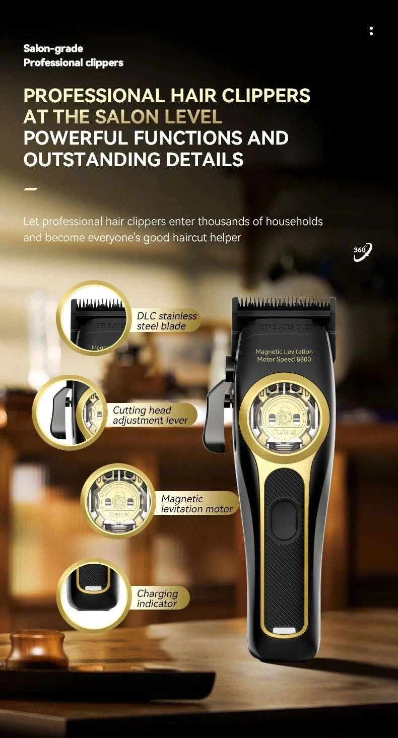 Professional Hair Clipper 8800RPM Cordless Trimmer with Charging Base-KM-2373 no box