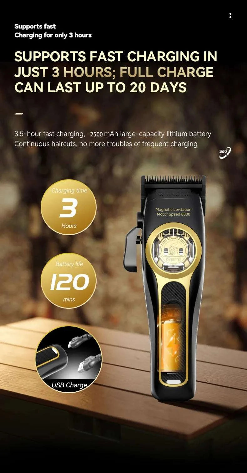 Professional Hair Clipper 8800RPM Cordless Trimmer with Charging Base-KM-2373 no box
