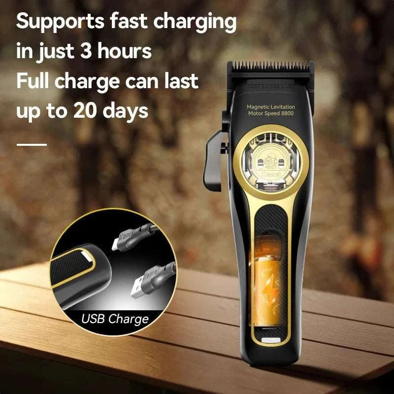 Professional Hair Clipper 8800RPM Cordless Trimmer with Charging Base-KM-2373 no box