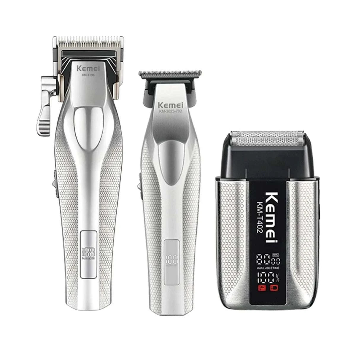 Professional Hair Clipper Kit with DLC Blade & Charging Base-Silver Kit