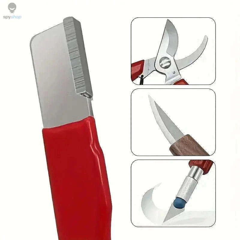 Professional Knife Sharpener with Tungsten, Diamond & Ceramic Stages-1pcs Red