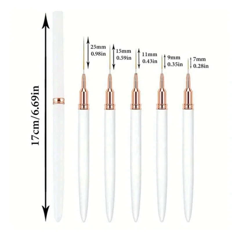 Professional Nail Art Liner Brushes Set-pink 5pcs