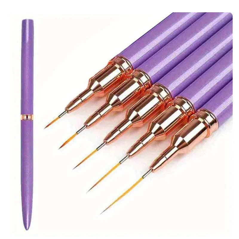 Professional Nail Art Liner Brushes Set-pink 5pcs