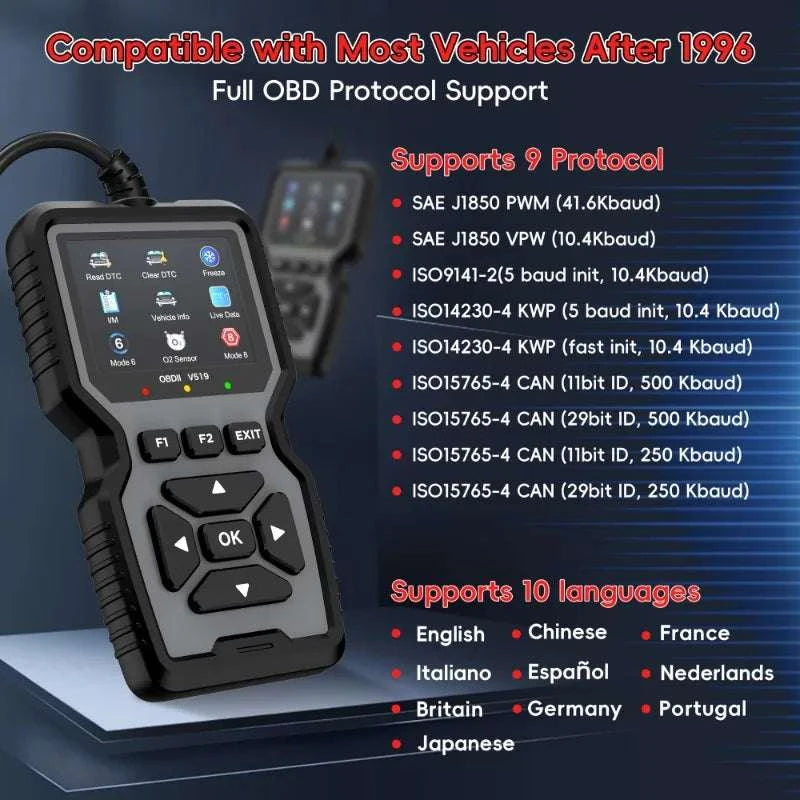 Professional OBD2 Scanner with Real-Time Engine Diagnostics & Code Reset-grey