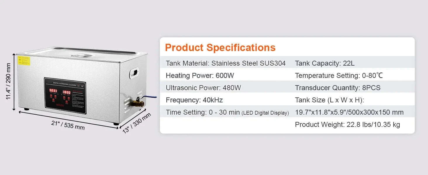 Professional Ultrasonic Cleaner for Jewelry, Glasses and Tools-30L / france