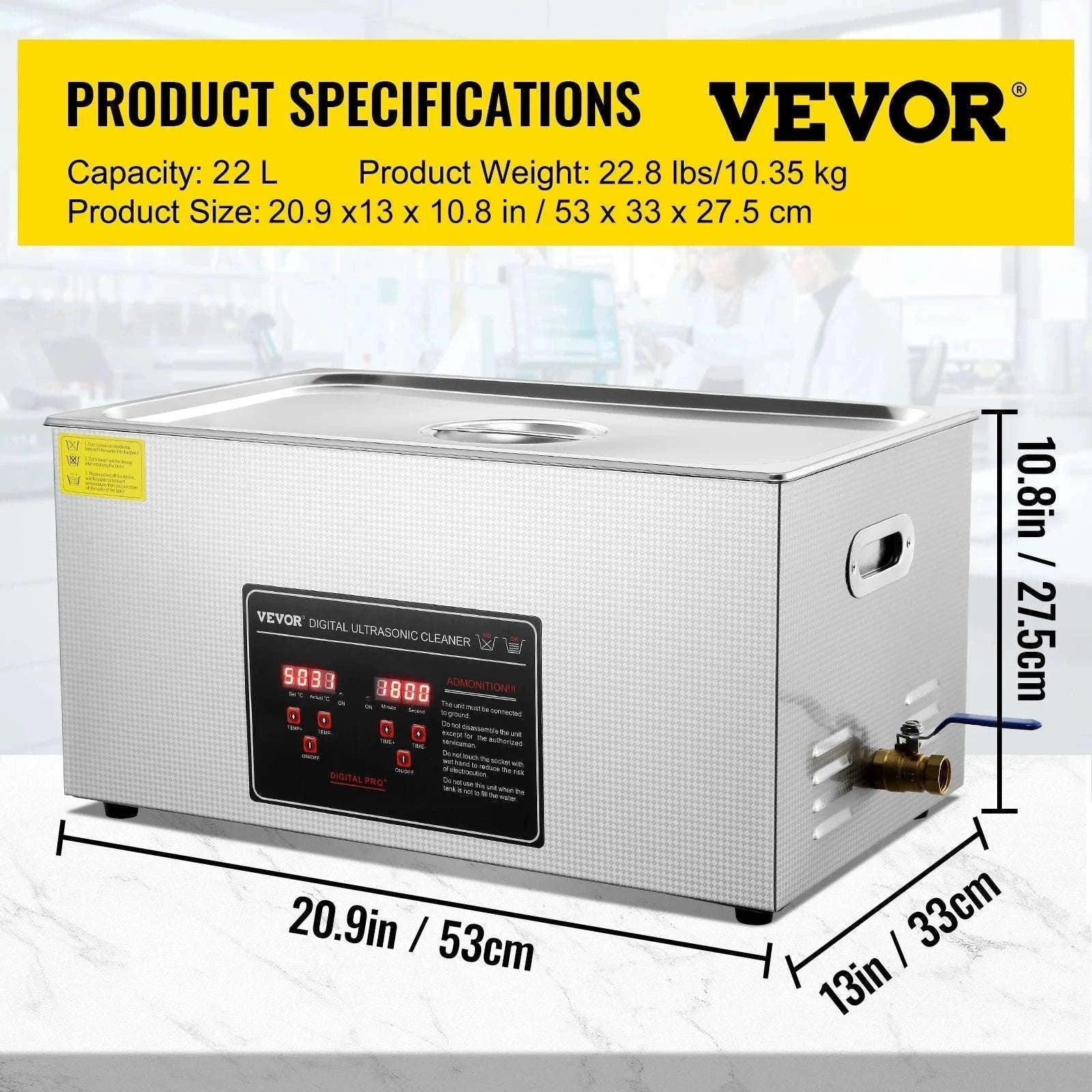 Professional Ultrasonic Cleaner for Jewelry, Glasses and Tools-30L / france