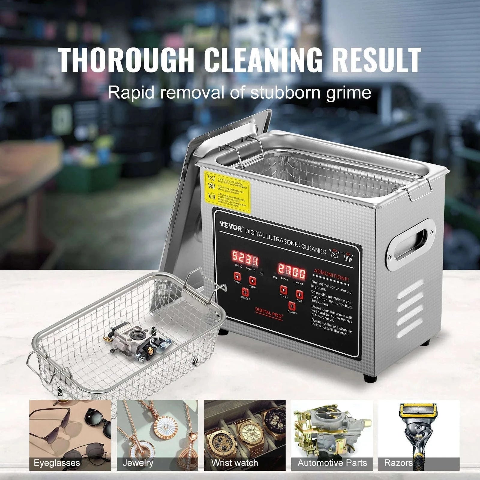 Professional Ultrasonic Cleaner for Jewelry, Glasses and Tools-30L / france