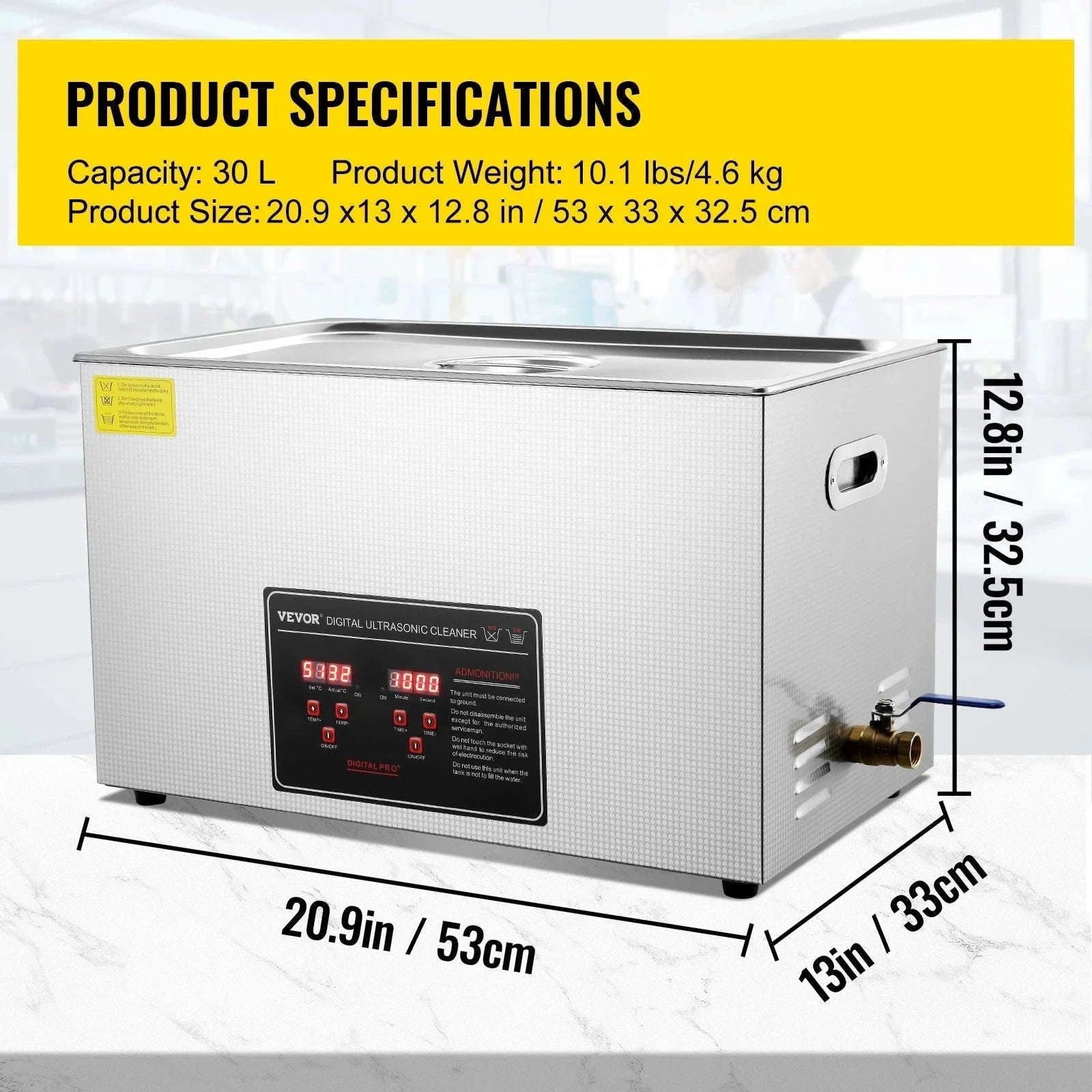 Professional Ultrasonic Cleaner for Jewelry, Glasses and Tools-30L / france