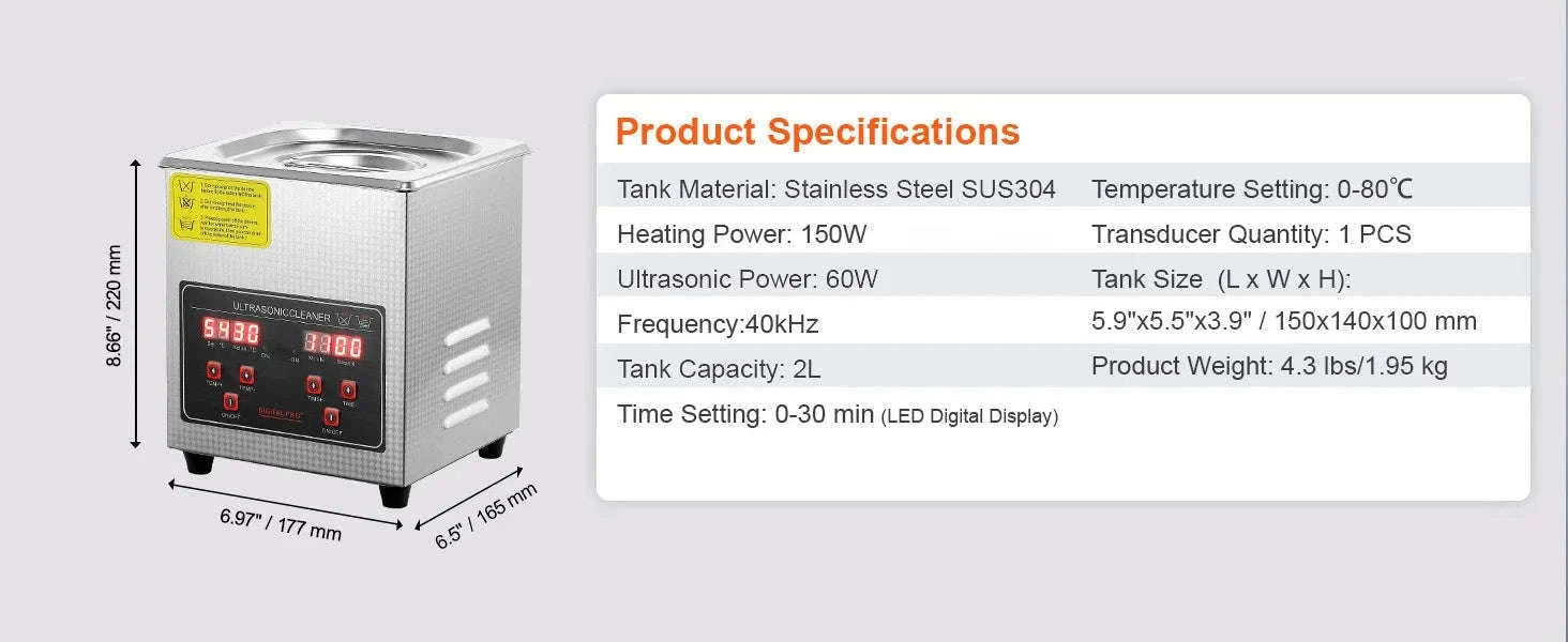 Professional Ultrasonic Cleaner for Jewelry, Glasses and Tools-30L / france