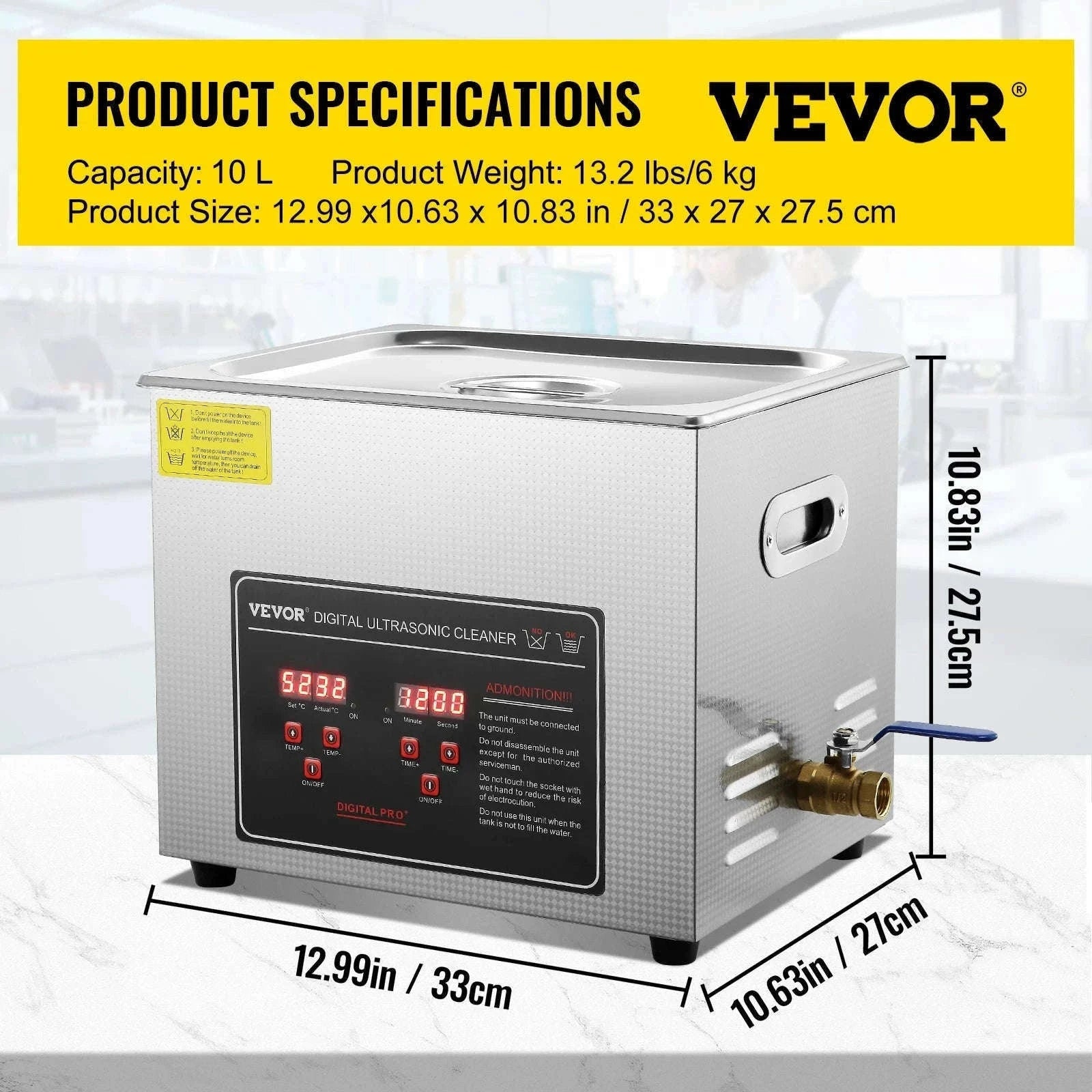 Professional Ultrasonic Cleaner for Jewelry, Glasses and Tools-30L / france