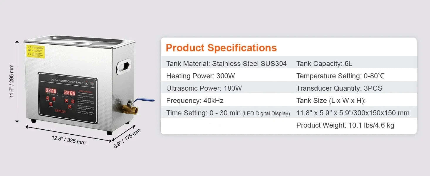 Professional Ultrasonic Cleaner for Jewelry, Glasses and Tools-30L / france
