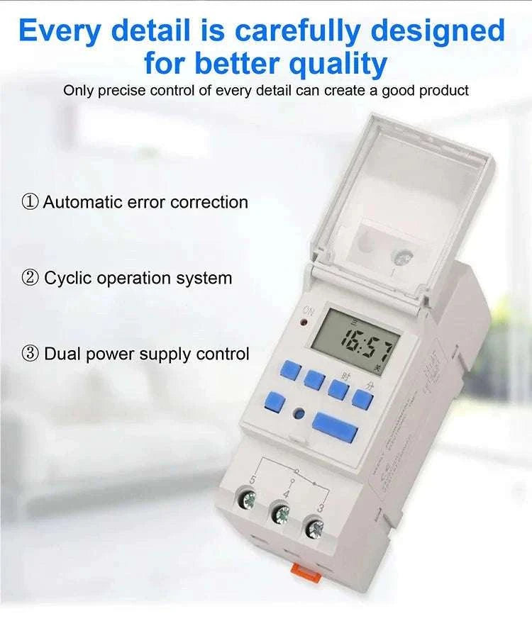 Programmable DIN Rail Digital Timer Switch with 16 Schedules-AC220V