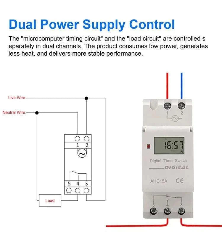Programmable DIN Rail Digital Timer Switch with 16 Schedules-AC220V
