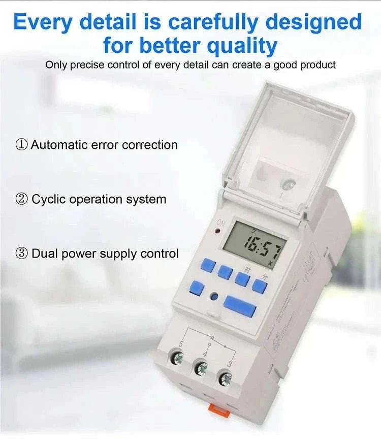 Programmable DIN Rail Digital Timer Switch with 16 Schedules-AC220V