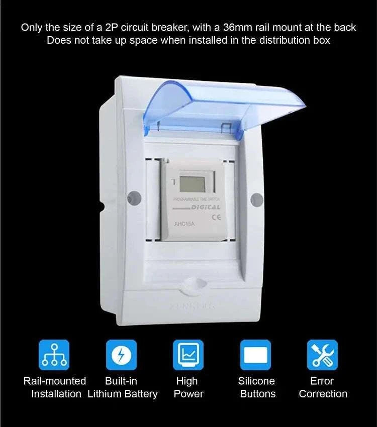 Programmable DIN Rail Digital Timer Switch with 16 Schedules-AC220V