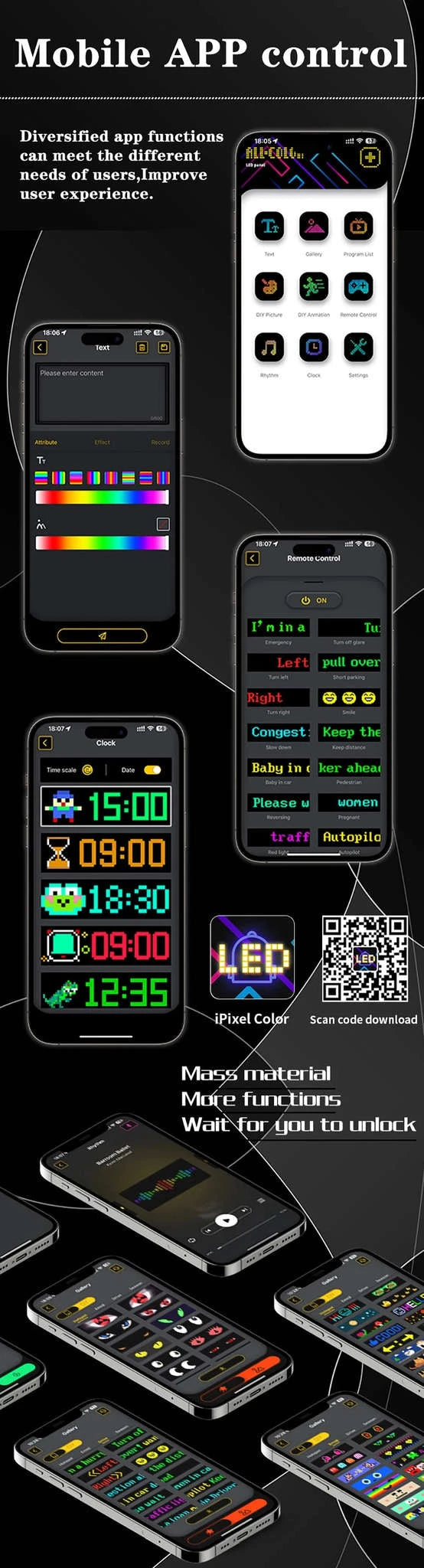 Programmable LED Matrix Pixel Panel Light-16x96 LEDs 12x60CM