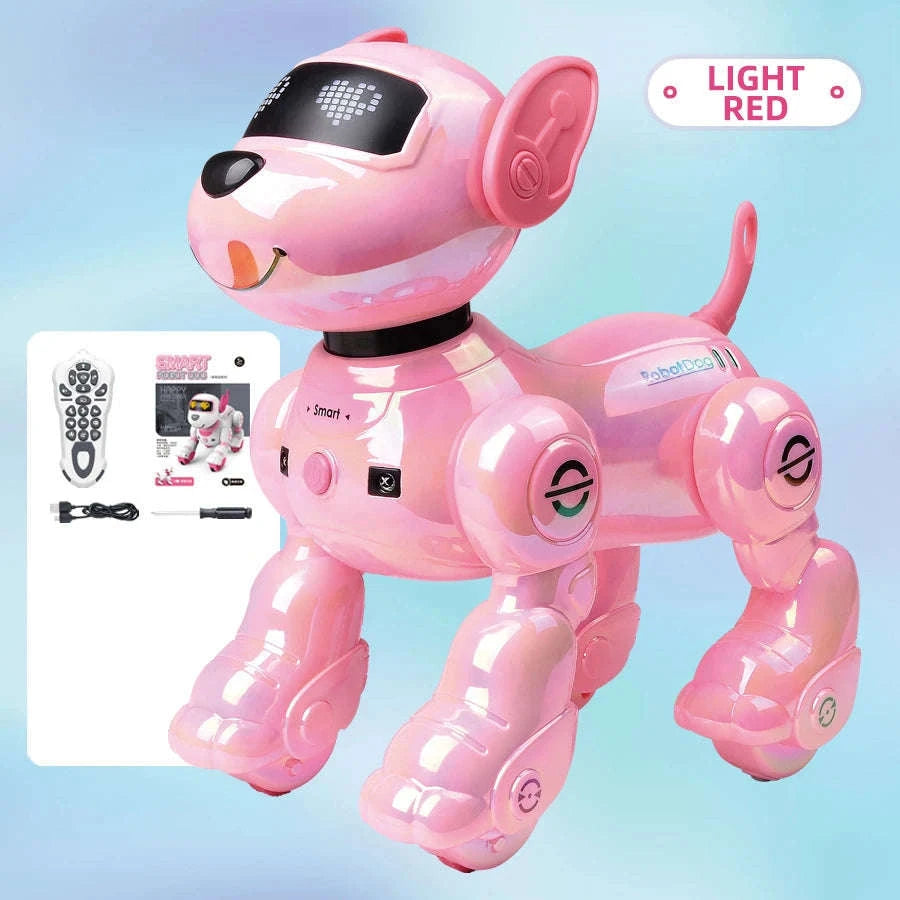 Programmable Remote Control Robot Dog Toy-light red pro
