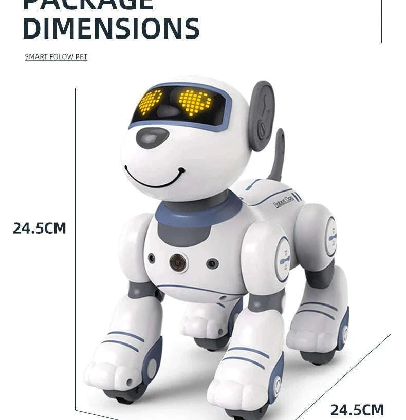 Programmable Remote Control Robot Dog Toy with Stunts and Voice Response-light red pro