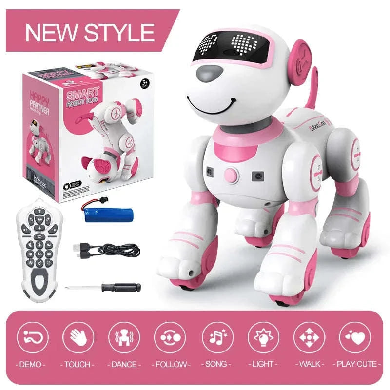 Programmable Robot Dog Toy with Remote Control and Stunt Moves-Yellow