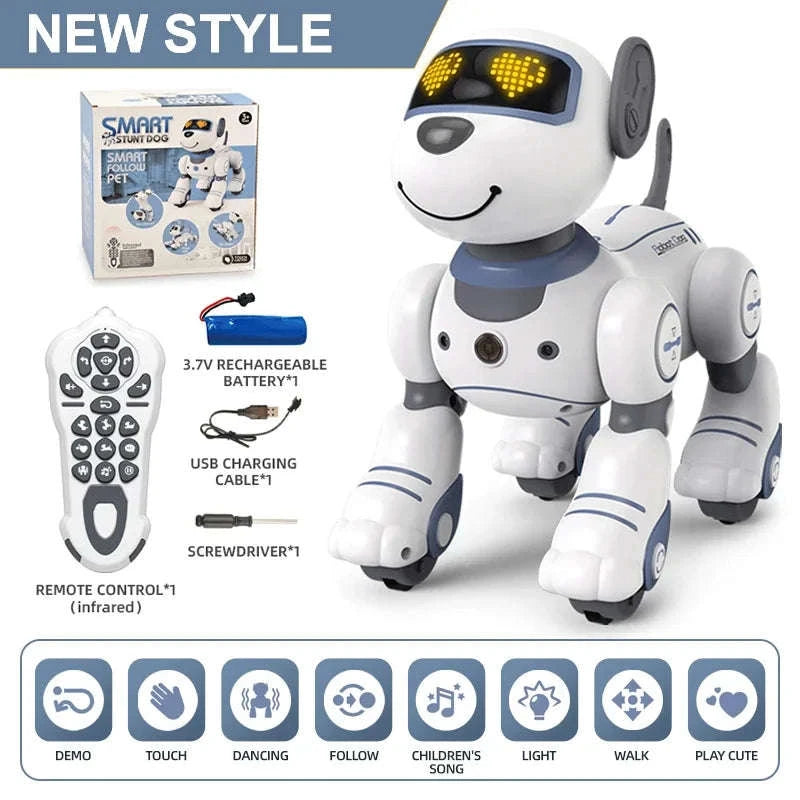 Programmable Robot Dog Toy with Remote Control and Stunt Moves-Yellow