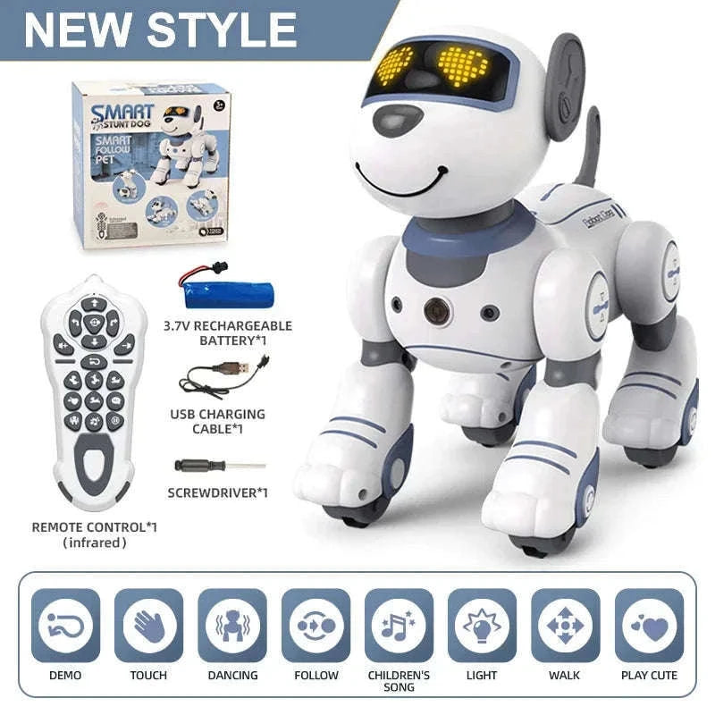 Programmable Robot Dog Toy with Remote Control and Stunt Moves-Yellow