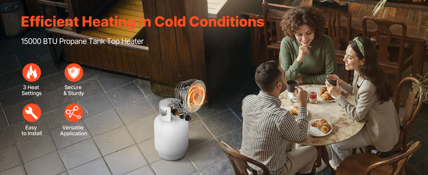 15000 BTU Propane Tank Top Heater with 180° Infrared Heat