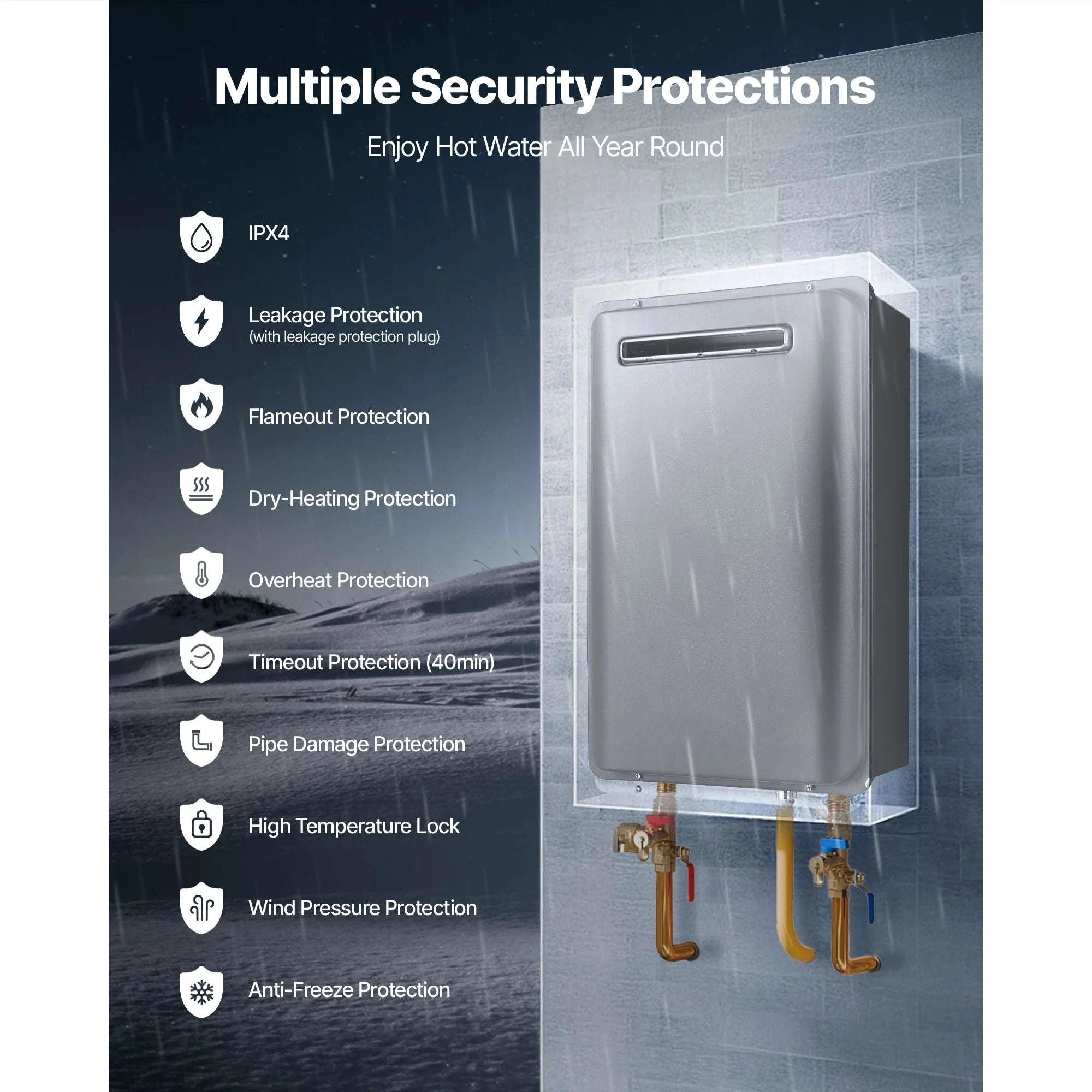 Propane Tankless Water Heater 5.3 Gal 120000 BTU Outdoor-5.3gal / United States