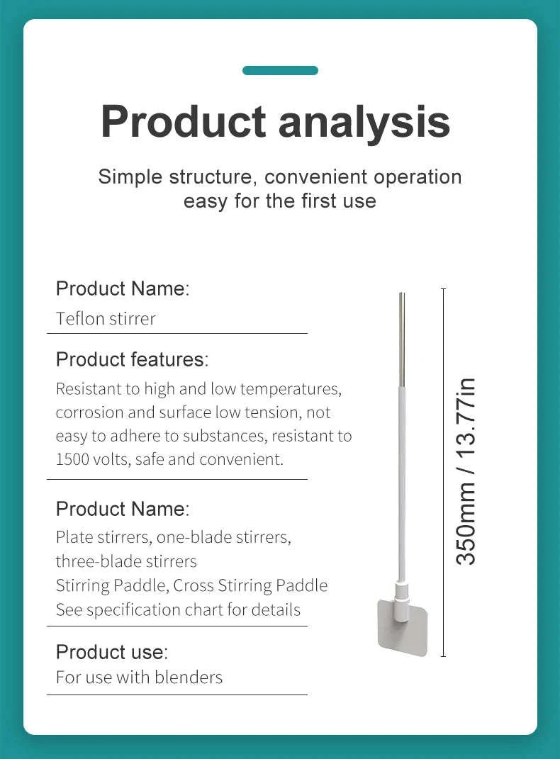 PTFE 350mm Stirring Paddle for Overhead Laboratory Stirrers-Stirring paddle B / China Mainland