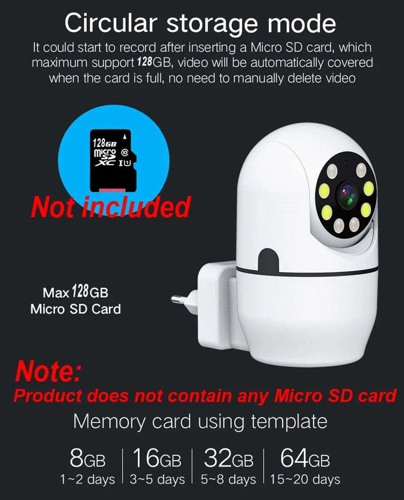 PTZ IP Security Camera for Full 360° Home Surveillance-EU Plug / spain