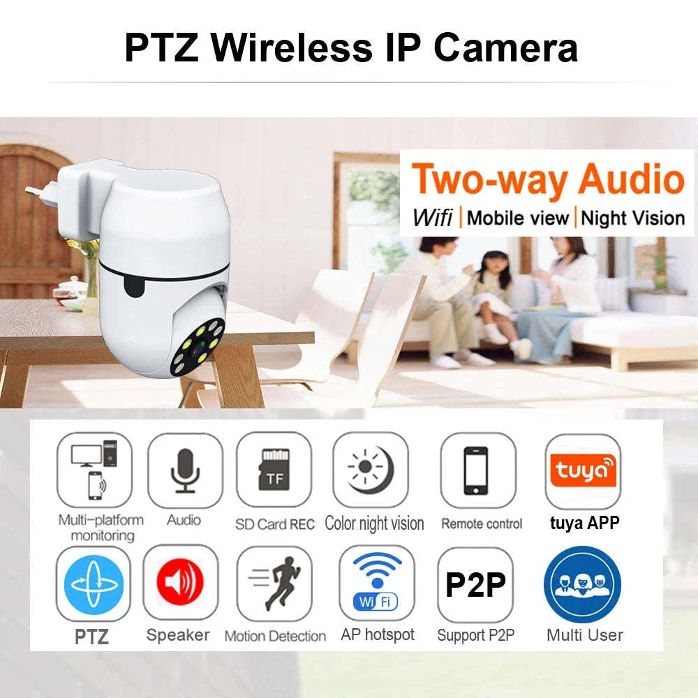 PTZ IP Security Camera for Full 360° Home Surveillance-EU Plug / spain
